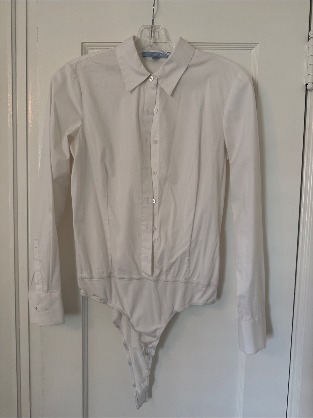 Antonio Melani White Button Down Bodysuit Blouse